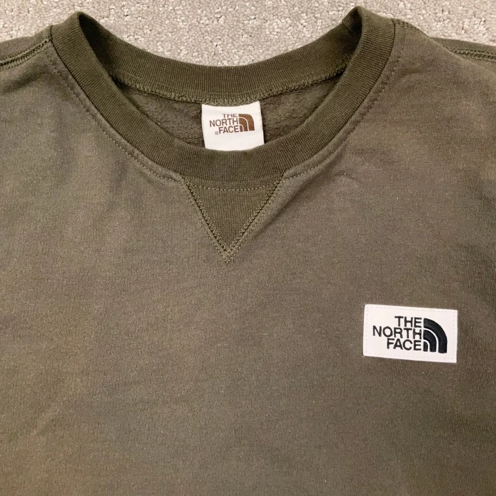 The North Face Sweatshirt Mens Small Olive Green Patch Gorpcore Activewear